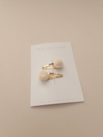 Pompom Lace Beige klein (2 stuks)
