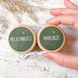 Bewaardoosje melktandjes + Haarlokje Donker groen (SET)