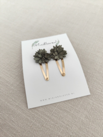 Green flower clip middel (2 stuks)