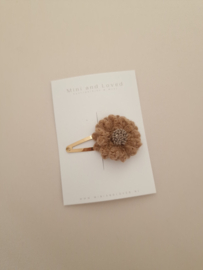 Brown Woolly Flower clip groot (1 stuk)