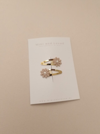 Small Flower Beige-white clip klein (2 stuks)