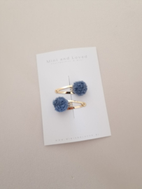 Pompom Blue klein (2 stuks)