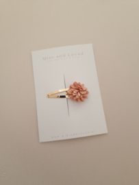 Pink flower clip middel (1 stuk)