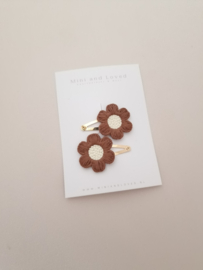 Flower Amélie Brown clip klein (2 stuks)