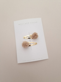 Pompom Light Brown klein (2 stuks)