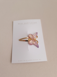 Butterfly Purple Pink clip middel (1 stuk)