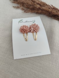 Pink flower clip klein (2 stuks)