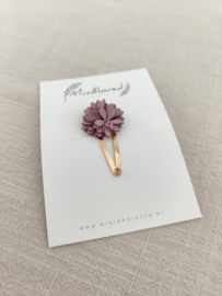 Purple flower clip middel (1 stuk)