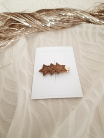 Glitter Christmas star line brown middel (1 stuk)