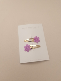 Bloss purple flower clip middel (2 stuks)