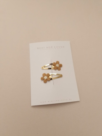 Small Flower Light Brown clip klein (3 stuks)