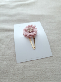Pink Woolly Flower clip groot (1 stuk)