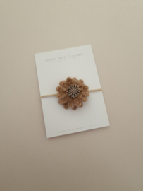 Haarelastiek | Brown Woolly Flower