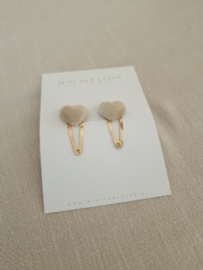 Heart clip Beige klein (2 stuks)