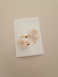 Rose beige clip middel (2 stuks)