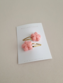 Flower Wool Coral Pink clip middel (2 stuks)