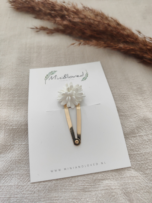 White flower clip groot (1 stuk)