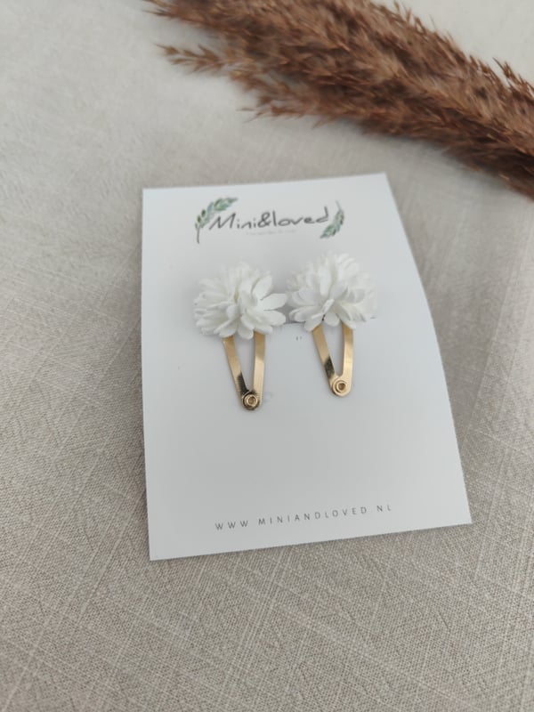 White flower clip klein (2 stuks)