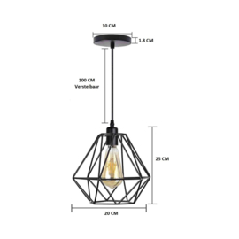 RiMa7 - Hanglamp - incl Moderne LEDlamp E27 A++ - Industrieel - Zwart