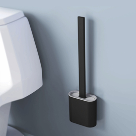 RiMa7 Siliconen WC Borstel – Toiletborstel Met Houder – Vrijstaand Of Hangend – Zwart