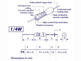 weerstand 56  ohm 0,25 watt