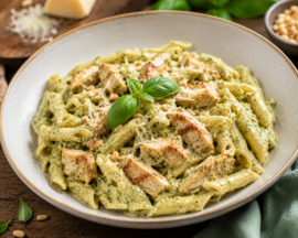 VOLW - pasta PESTO roomsaus met KIP