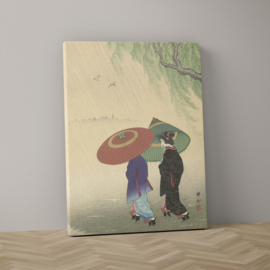 Twee vrouwen in de regen