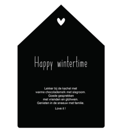 Label-R huisje wintertime zwart 20 cm.