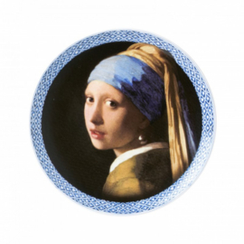 Heinen Delfts blauw bord meisje met de parel