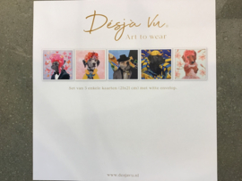Desja vu honden kunst kaarten set van 5