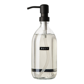 wellmark handzeep 500ml helder glas fris linnen "soap" zwart