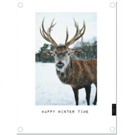 Label-R tuinposter happy wintertime rendier 60x80cm.