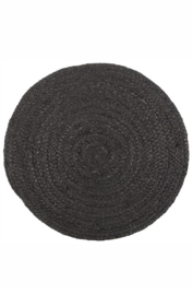 placemat rond black jute