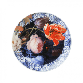 Heinen Delfts Blauw  bord keramiek bloemen van de gouden eeuw