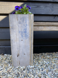 Tuinbank - met 2 plantenbakken - oud hout - 130x20x53cm