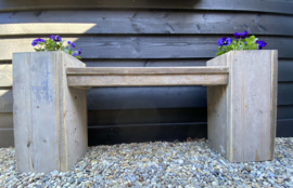 Tuinbank - met 2 plantenbakken - oud hout - 130x20x53cm
