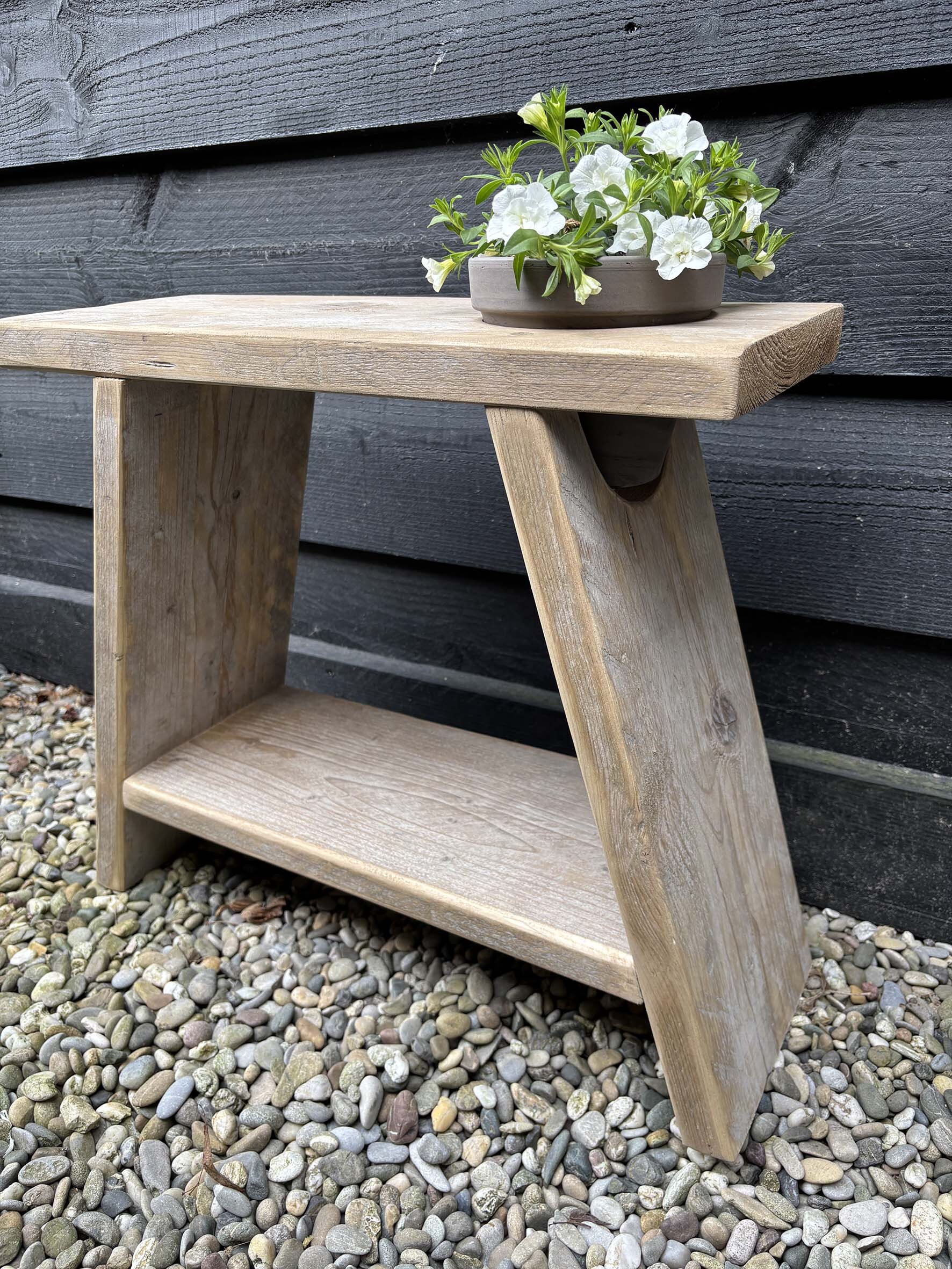 Bloempotbankje grijs