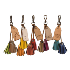 Lederen sleutelhanger met naamlabel