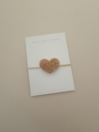 Haarelastiek | Heart teddy brown (3 stuks)