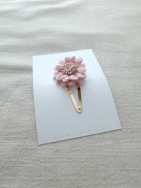 Pink Woolly Flower clip groot (3 stuks)