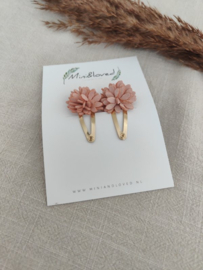 Pink flower clip klein (3 stuks)