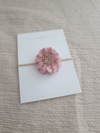 Haarelastiek | Pink Woolly Flower (3 stuks)