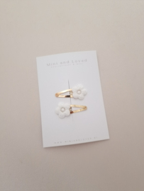 Pretty flower white clip klein (3 stuks)