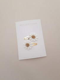 Flower White Bronze clip klein (3 stuks)