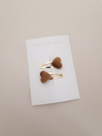 Heart clip Brown klein (3 stuks)
