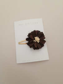 Dark Brown Big Blossom clip groot (3 stuks)