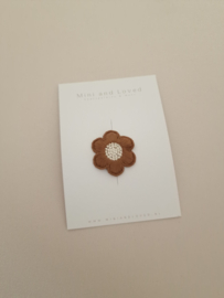 Antislip haarspeldje Flower Amélie Brown (3 stuks)