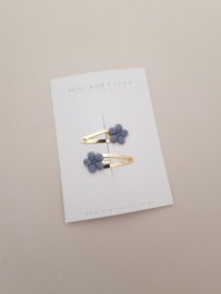 Cotton Flower Blue clip klein (3 stuks)