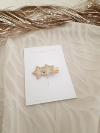 Glitter Christmas star line gold klein (3 stuks)