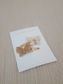 Butterfly Velvet beige clip middel (3 stuks)
